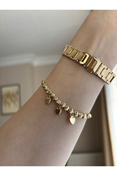 Minia Kararmaz Altın Renk Ay Figürlü Sallantılı Boncuk Bileklik | Zarif & Şık...