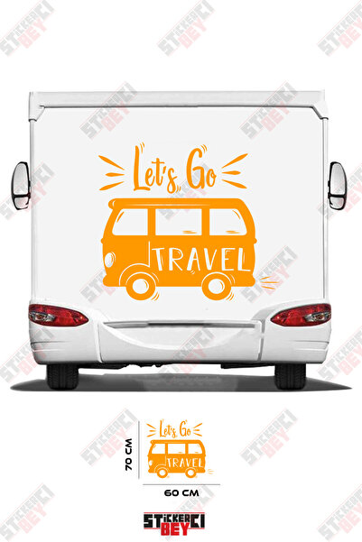 STİCKERCI BEY ملصق كرفان مكتوب عليه 'Let's Go Travel' مع صورة كرفان
