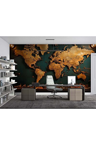 DECOMALL (H-2s) Dünya Haritası Duvar Kağıdı | Kendinden Yapışkanlı | Ev & Ofi...