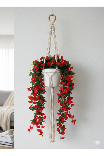YASİMA 9 DALLI SARKAN KIRMIZI MENEKŞE EV DEKORASYONU
