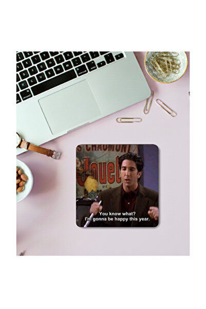 Bengami Kupa Bardak Altlığı Friends Ross Yazılı Baskılı Kare 9x9cm