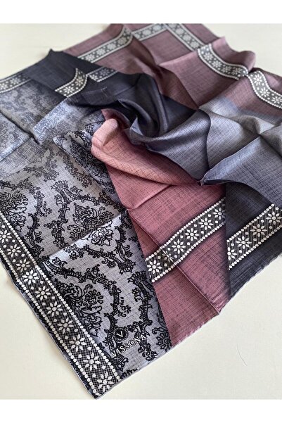 Vissona Μεταξωτό μαντήλι Tivil 50780 - 0019 - 0028 Ροζ γκρι μοτίβο δαντέλας