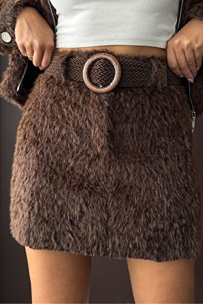 TOPSHOW Artificial Fur Skirt Women