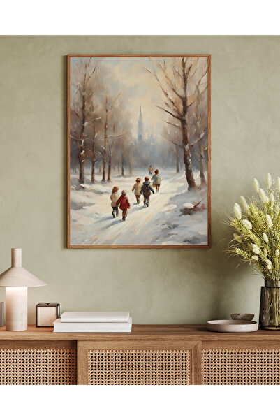 woodhomeworks Tablo decorativ pentru birou, tematică de iarnă