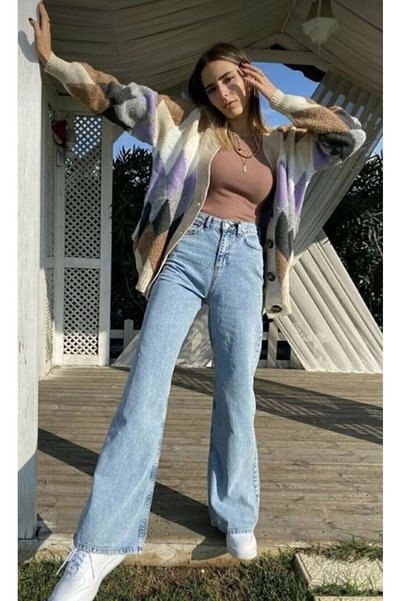 ON KLEEM Washed Wide-Leg High-Waist Jeans Pants Wide-Leg