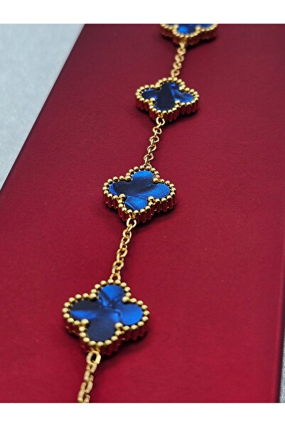 Mosso Steel سوار من الفولاذ الأزرق اللؤلؤي موديل يونشالي باللون الذهبي