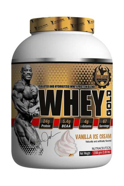 DEXTER JACKSON بروتين مصل اللبن الذهبي من سلسلة جولد - بنكهة آيس كريم الفانيليا، 2268 غرام (5 أرطال)، 67 حصة