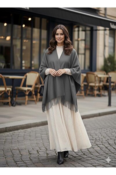 ARMİZA Tasseled Knitwear Standard Poncho It Will Keep You Warm in Winter, a Special Product.