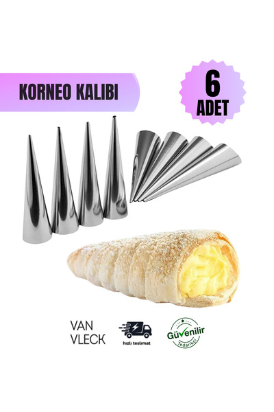 VAN VLECK Korneo Kalıbı 6’lı Set – Kremalı Tatlı, Kornet, Dondurma ve Külah K...