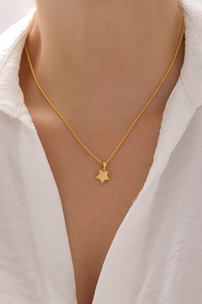 Kado Kuyumculuk 14 Ayar Altın Burgu Halat Zincir Yıldız Kolye