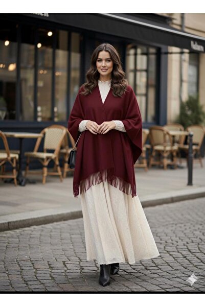 ARMİZA Tasseled Knitwear Standard Poncho It Will Keep You Warm in Winter, a Special Product.