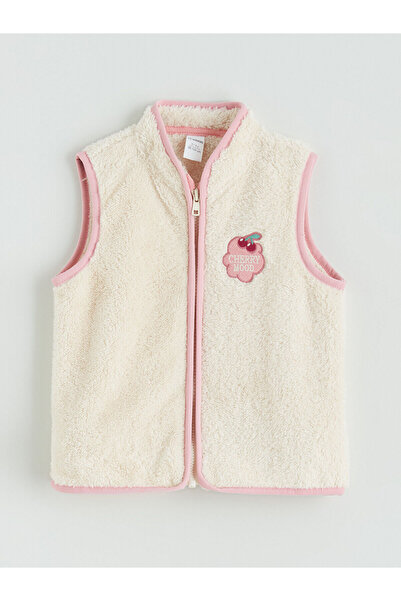 LC Waikiki Ecru Mock Neck Embroidered Girl's Vest