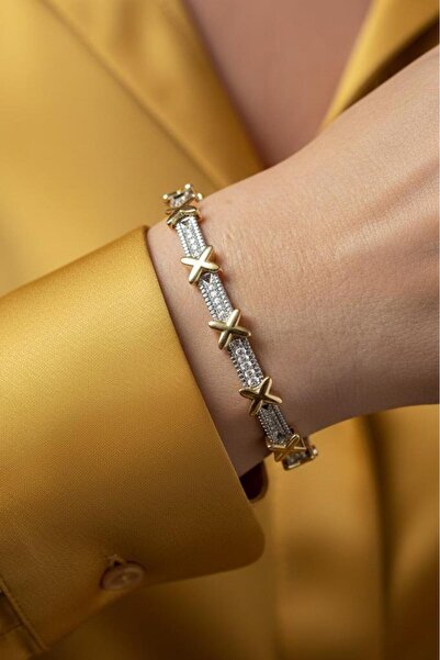 Valmont Accessories Zirkon Taşlı XOXO Model Altın/Metalik Kadın Bileklik