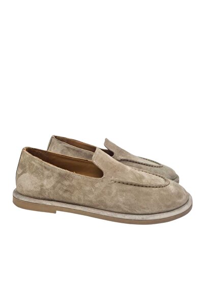 aayak&kabımofficial Hakiki Deri Süet Kadın Loafer Günlük Klasik Ayakkabı- Bej