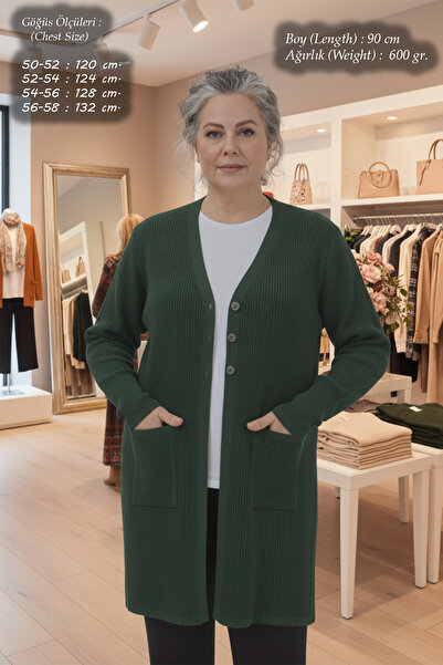 Laden ملابس تريكو نسائية موسمي قماش مجدّل مقاس كبير قماش قابل للتمدد كارديجان طويل للأمهات