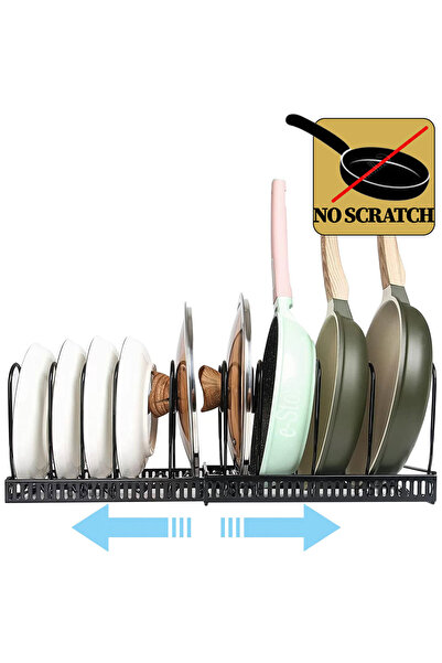 Callena Suport reglabil pentru tigaie, oală, capac, oțel cu protecție din cauciuc, 10 separatoare, negru,