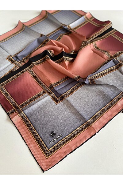 Vissona Eșarfă de mătase Tivil 17334 - 0028 - 0019 Gri pudră cu model învăluitor