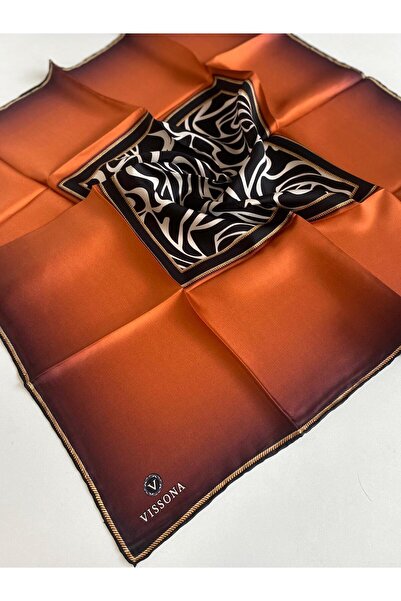 Vissona Eșarfă de mătase Tivil 17536 - 3 - 0014 - 0001 Model batik zebră negr...