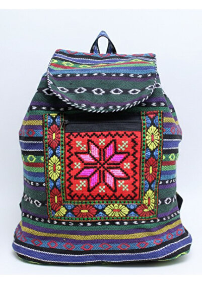 TAŞÇIZADE Otantik Kilim Desenli Sırt Çantası 37 x 35 cm