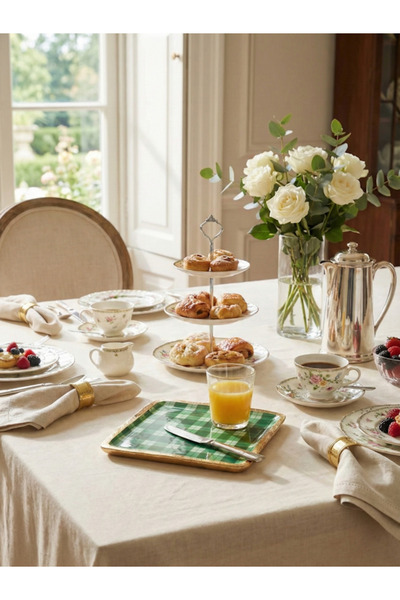 zensori Mango Yeşil ekoseli sunum tabağı