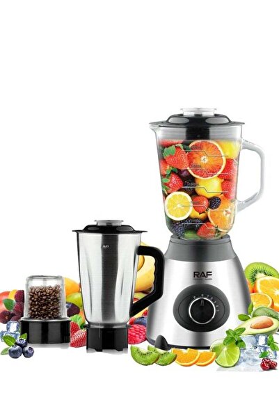 raf خلاط 3 في 1، وعاء زجاجي سعة 1.5 لتر، 1000 واط، شفرات من الفولاذ المقاوم ل...