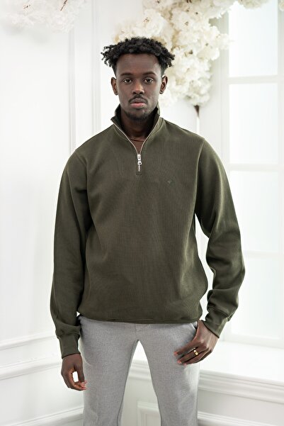 Paul Martin Pulover cu fermoar, din bumbac guler ridicat din țesătura Sizilie...