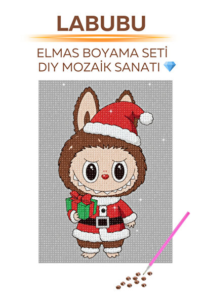 Brextco Store Labubu ile Yılbaşı Ruhu Elmas Boyama Seti | DIY 5D Elmas Mozaik...