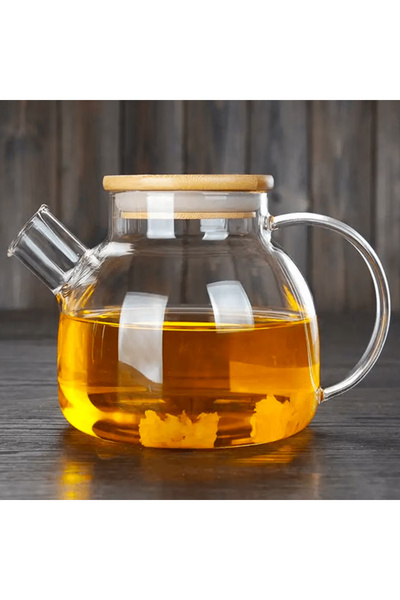 OEM Kettle with filter, Borosilicate heat-resistant glass, 1000 ml, Bamboo/stainless steel lid