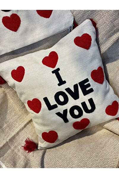 vipceyiz Heart Patterned Punch Embroidery Cushion Cover