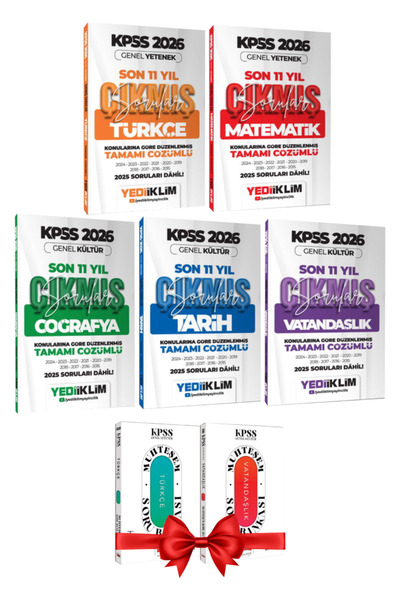 Yediiklim Yayınları 2026 KPSS Türkçe+Matematik+Tarih+Coğrafya+Vatandaşlık Kon...