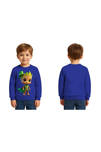 SEDİRLİ Унисекс голяма детска блуза с принт и 3-нишка подплата от шерпа