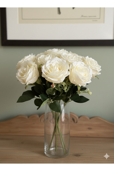 YASİMA 10 KAFALI KREM RENGİ İNGİLİZ GÜLÜ ÖZEL GÜN VE EV DEKORASYONU SEVGİLİLE...