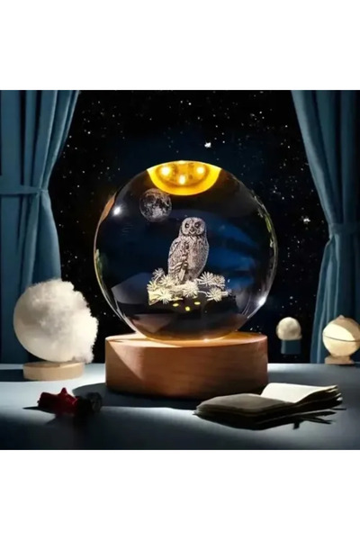 Genel Markalar Dekoratif Baykuş Tasarımlı Işıklı Cam Küre