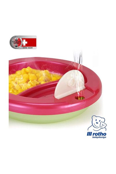 Rotho Babydesign Non-Slip Dish to Save Warm Food for Baby with Elastic Band on The Base (Vanilla)