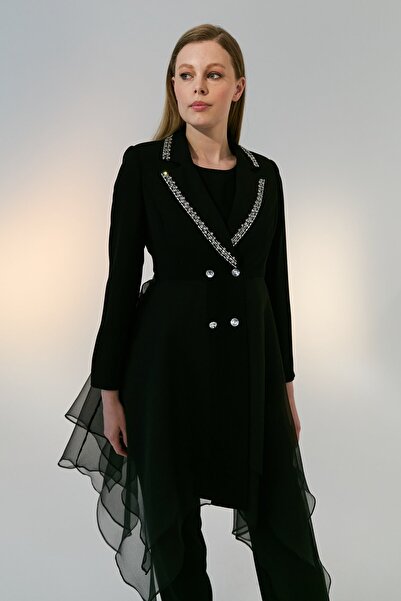 Nihan Taş Aksesuarlı Pantolon Ceket Takım Siyah