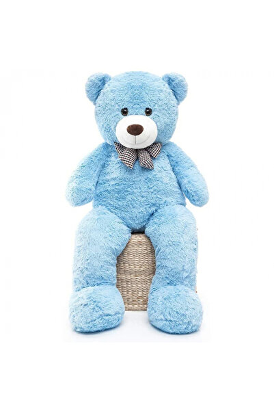 OEM Ursuleț de pluș albastru pentru copii, moale și pufos, cu fundă - 100 cm