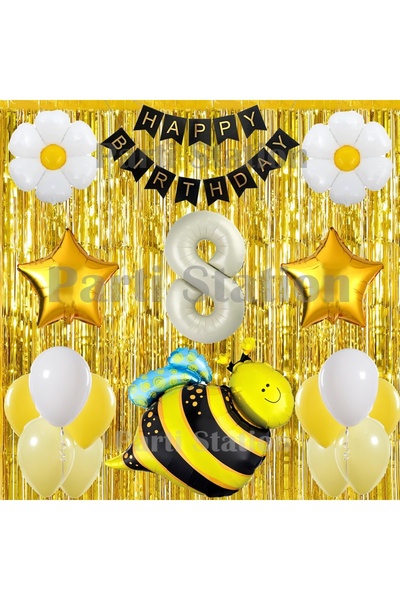 Parti Station Bee and Daisy Concept 8Th Birthday Party Balloon Set