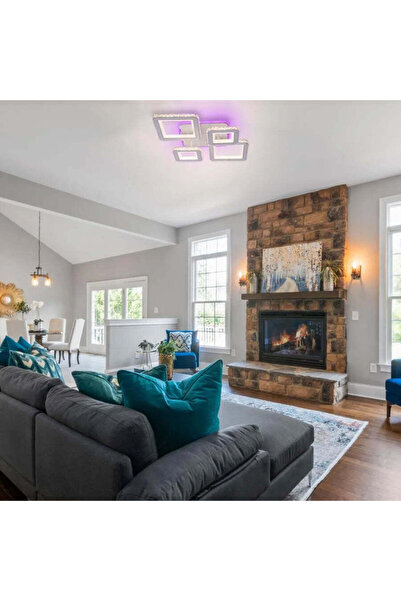 Alista Home LED Chandelier with Remote and Crystal QUADRIS RGB, 96 W, 4 Squares, Cool/Warm/Neutral, Dimmable, Wh