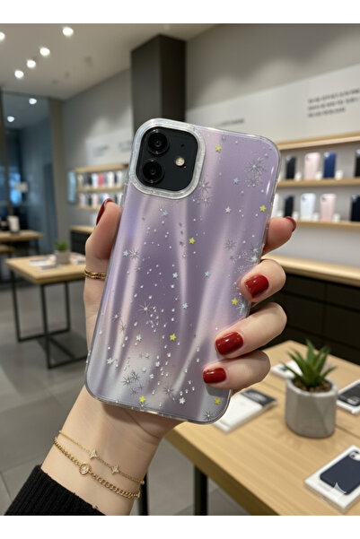 OVADA iPhone 11 Uyumlu Kamera Koruma Çıkıntılı Işıltılı Baskılı Premum Siliko...