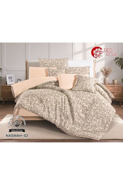 Red Rose مفرش الصيف الفاخر نسمه قطن 100×100 نفرين 8 قطع