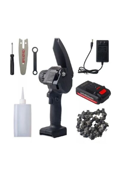 OEM 4 inch saw, 1 blade, 1 chain, 1 battery, cutter, chainsaw