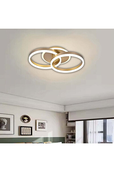 Alista Home Candelabru LED RINOVA cu telecomandă 55W, 2 inele, lumină rece/caldă/neutră, reglabil, auriu