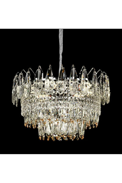 Alista Home Candelabru de cristal CC 6687/500 CR, 9 x E14, Ø49 cm, Crom lucios, Înălțime reglabilă