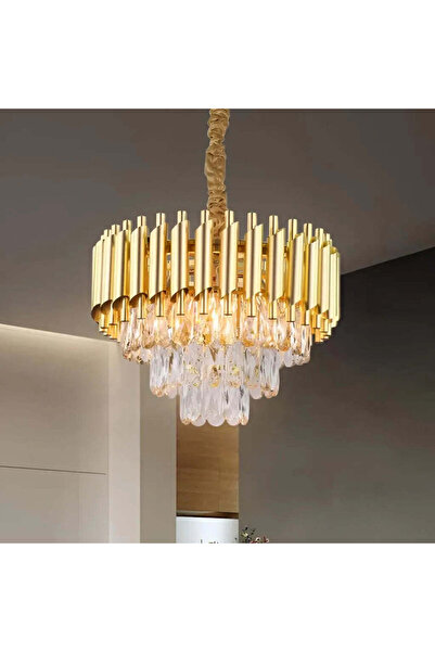 Alista Home Candelabru Versailles Nobile din cristal, 5xE14, 40 cm, auriu, înălțime reglabilă