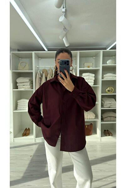LUUNA STORE Astre Oversized Poplin Shirt - Mürdüm