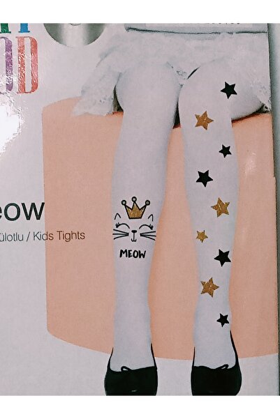 Mimoza tekstil Beyaz 40 den kedili çocuk kilotlu çorabı