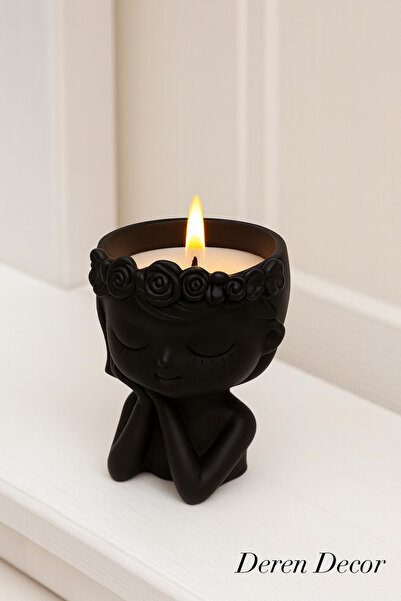 DEREN Dekoratif Melek kız mum siyah özel koku mum aksesuar hediyelik ev yaşam...