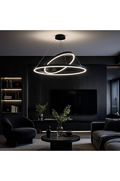 Alista Home LED Pendant Chandelier PAGANO 31 W, 2 Rings, Black, Adjustable He...