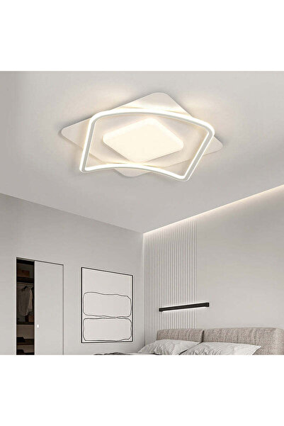 Alista Home Candelabru LED MODERNO cu telecomandă 106 W, 2 pătrate, rece/cald/neutru, reglabil, alb