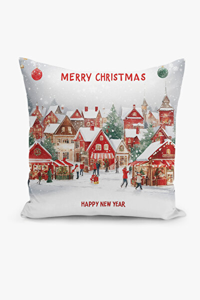 Filamente Double-Sided Digital Print Throw Pillow Cover New Year / Winter Landscape / Christmas Patterned